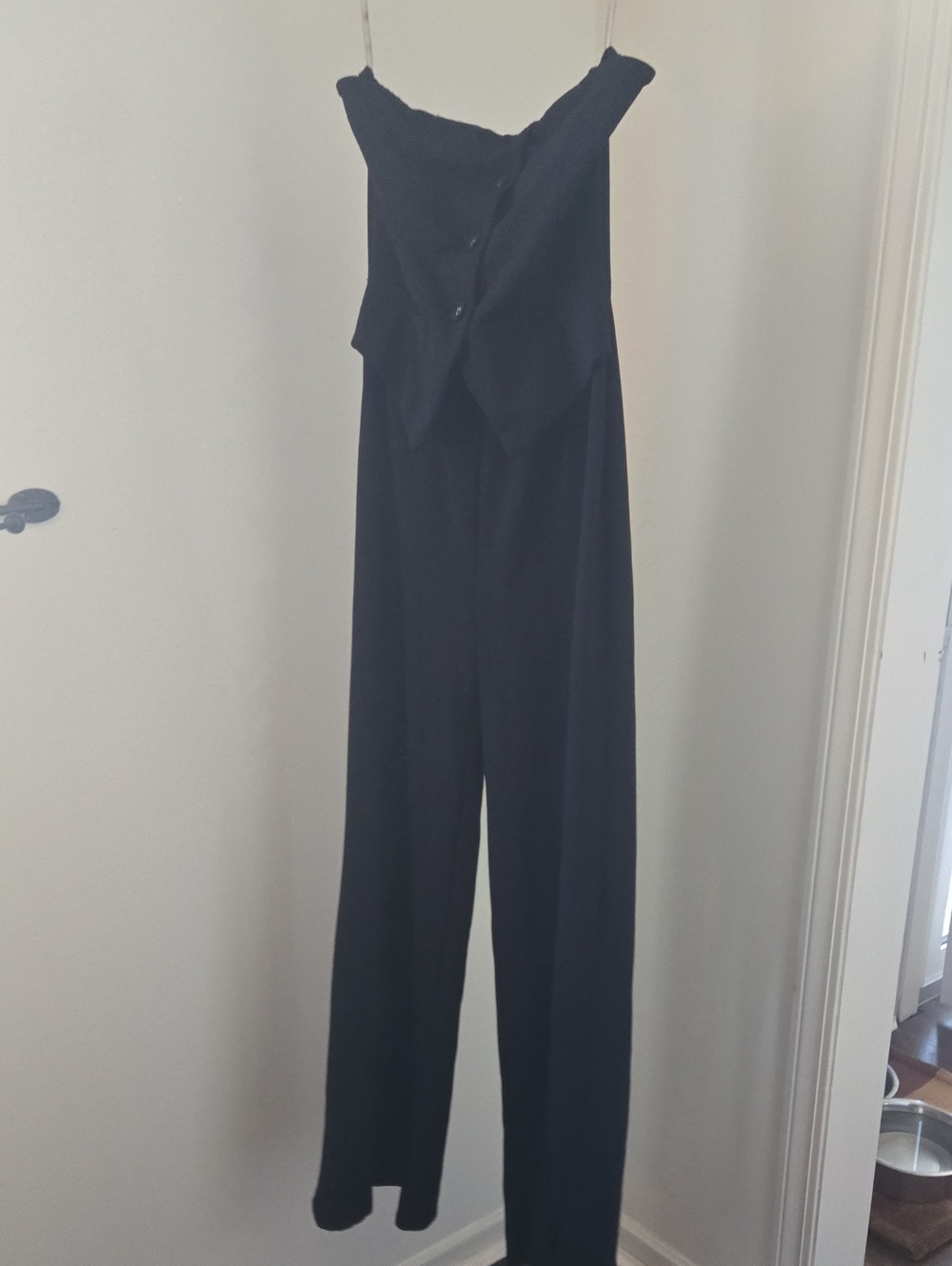 Black Strapless Wide-Leg Jumpsuit